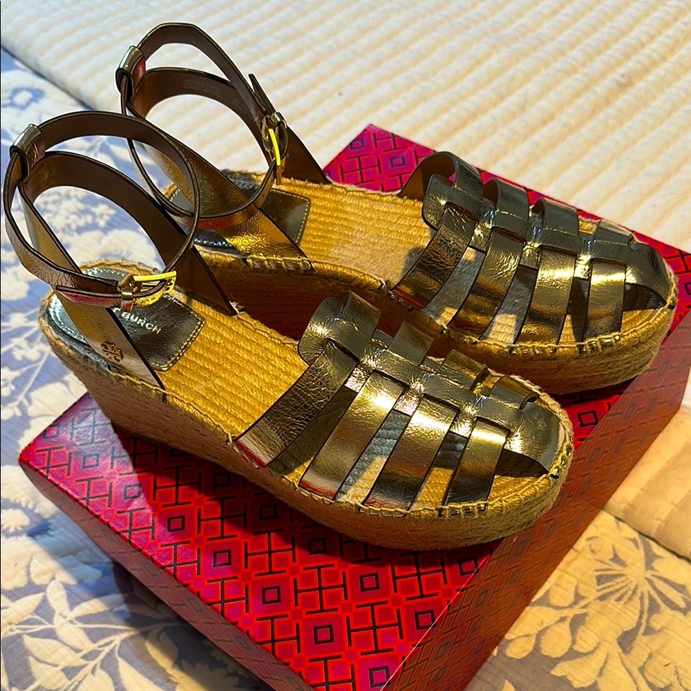 Tory Burch Fisherman Espadrille Wedge Sandals